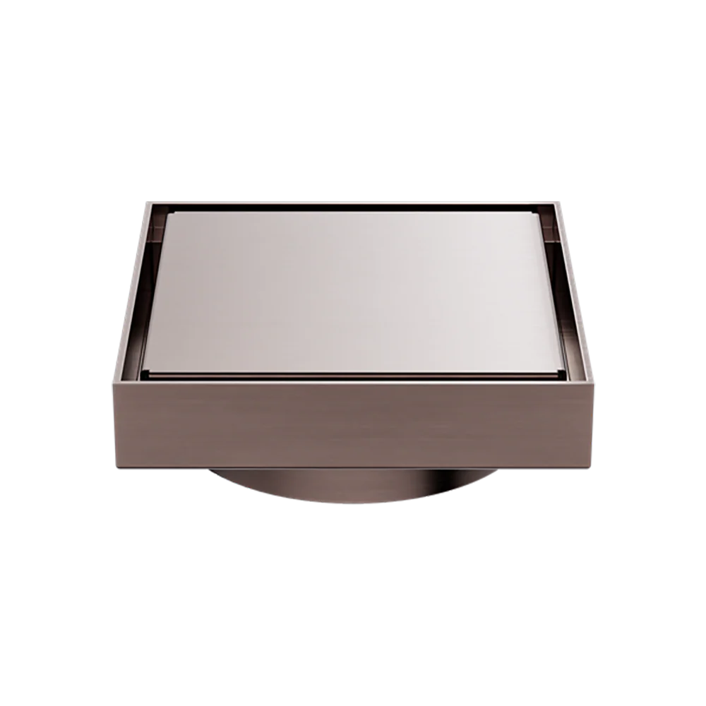 Nero 130mm Square Tile Insert Floor Waste 100mm Outlet Brushed Bronze - Image 3