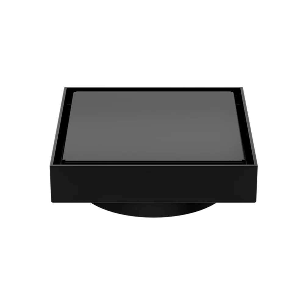 Nero 130mm Square Tile Insert Floor Waste 100mm Outlet Matte Black