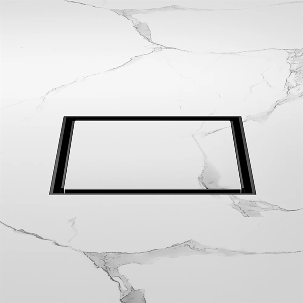 Nero 130mm Square Tile Insert Floor Waste 100mm Outlet Matte Black - Image 2