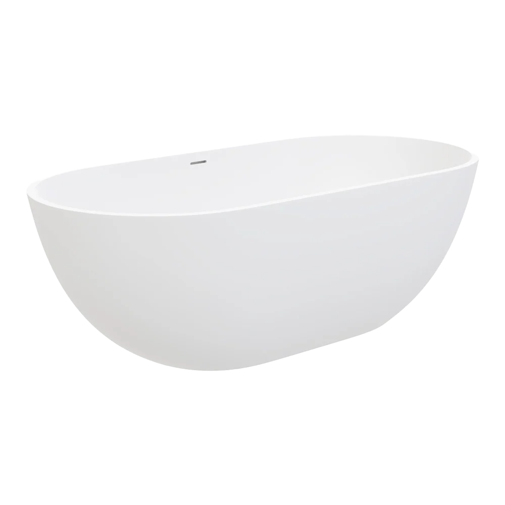 Fienza 1550mm Nero Solid Surface Bath with Overflow Matte White