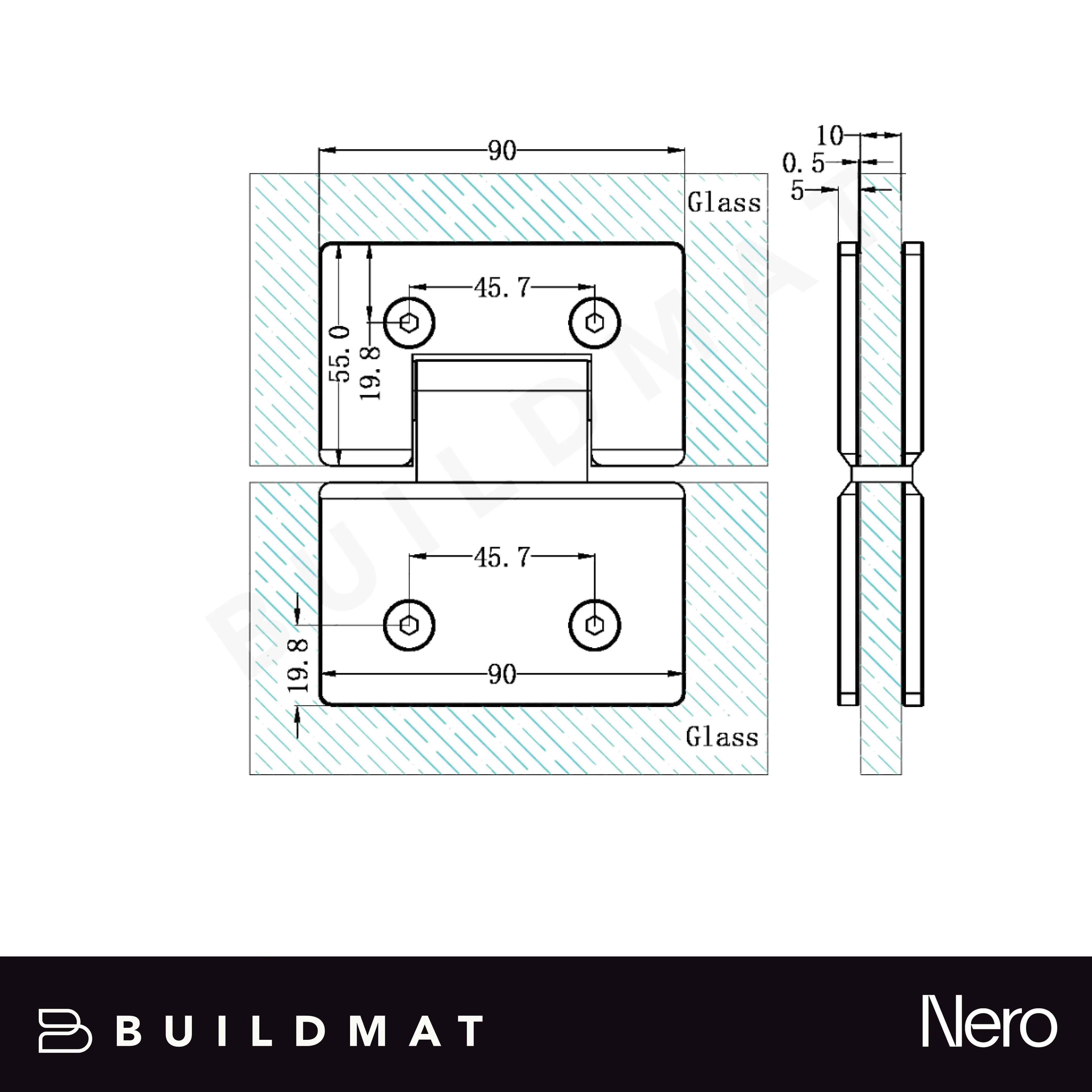 Nero 180 Degree Glass to Glass Shower Hinge 10mm Glass Matte Black - Image 4