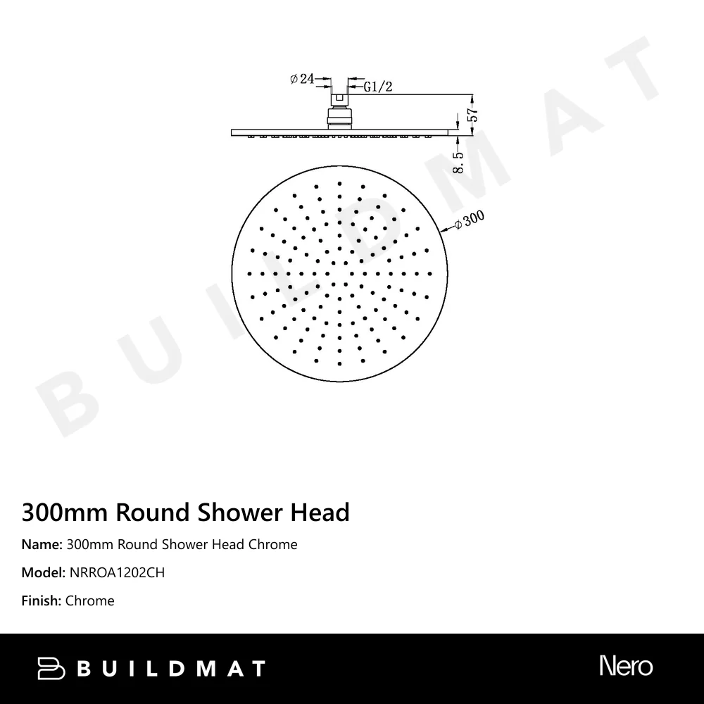 Nero 300mm Round Shower Head Chrome - Image 4