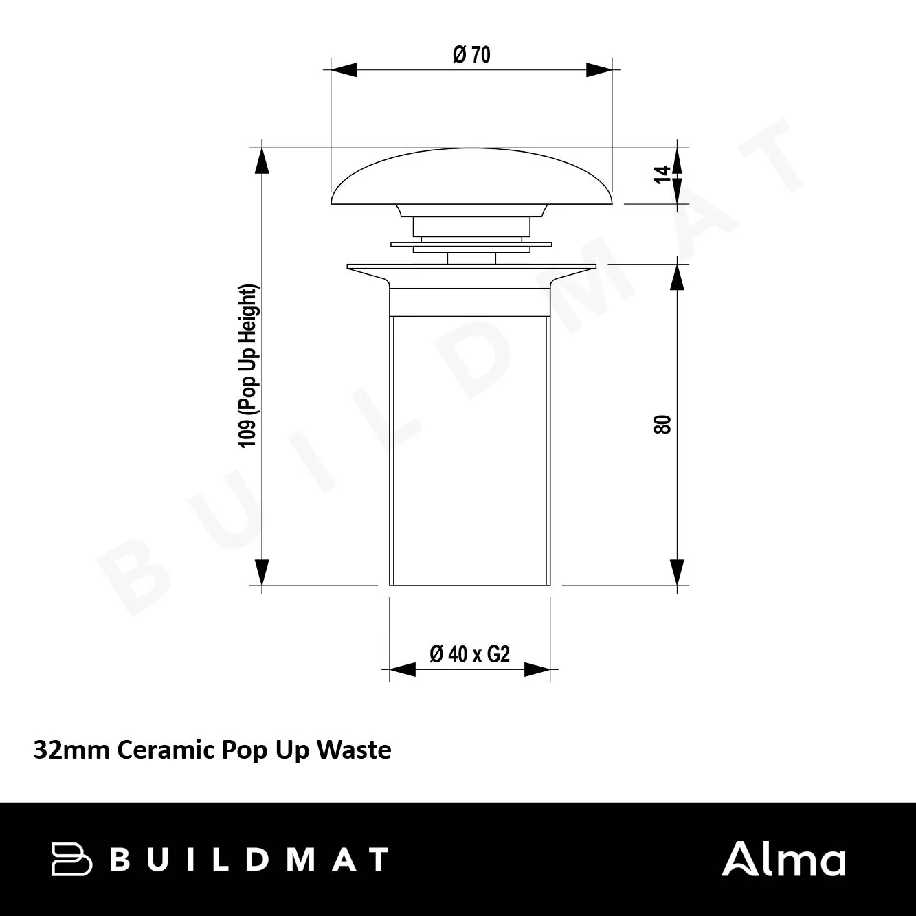 Alma 32mm Matte Green Ceramic Pop Up Waste - Image 5