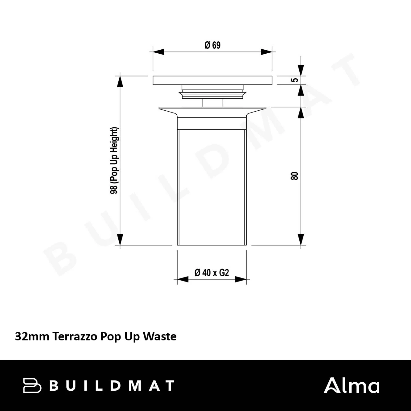 Alma 32mm Soma Terrazzo Pop Up Waste - Image 4