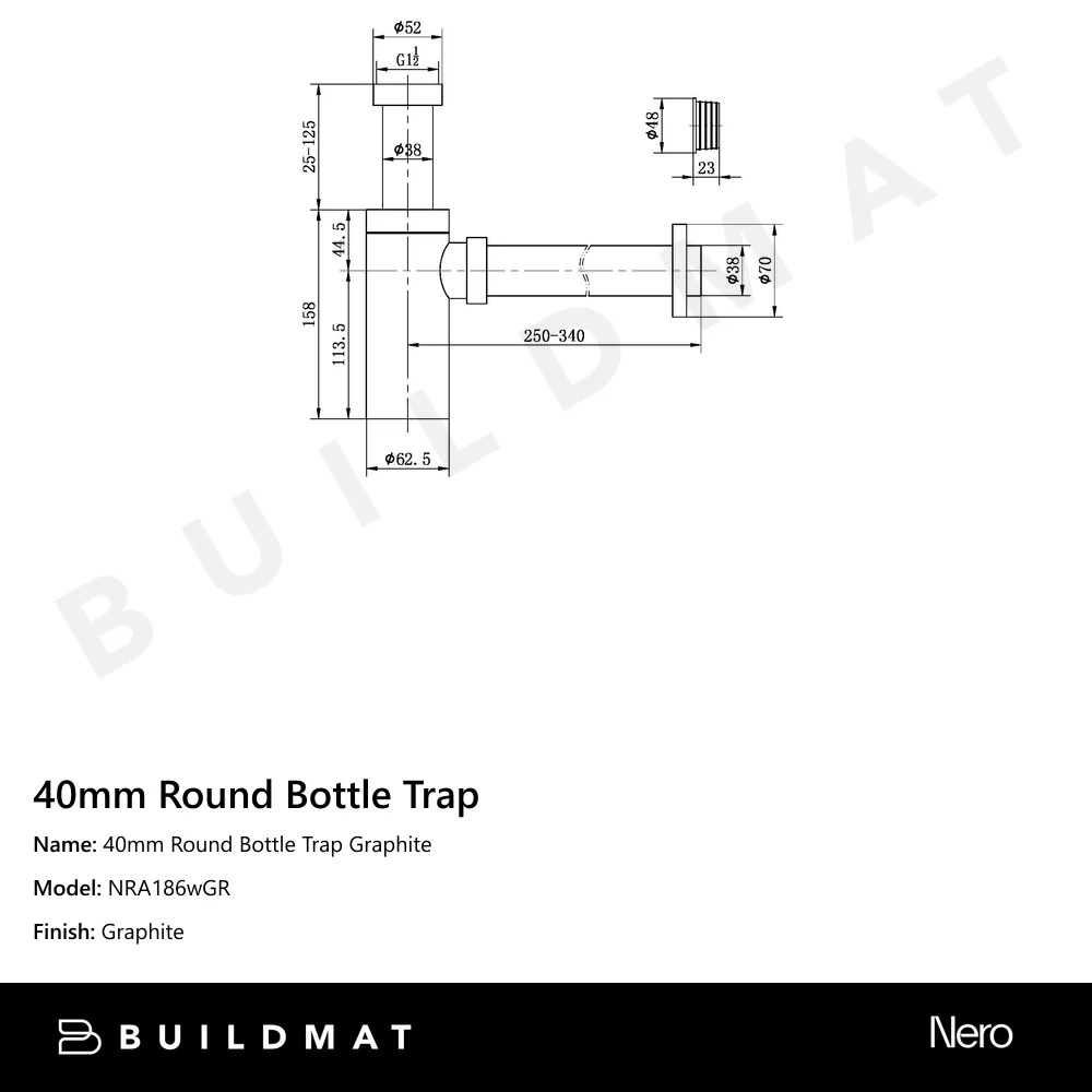 Nero 40mm Round Bottle Trap Graphite - Image 4