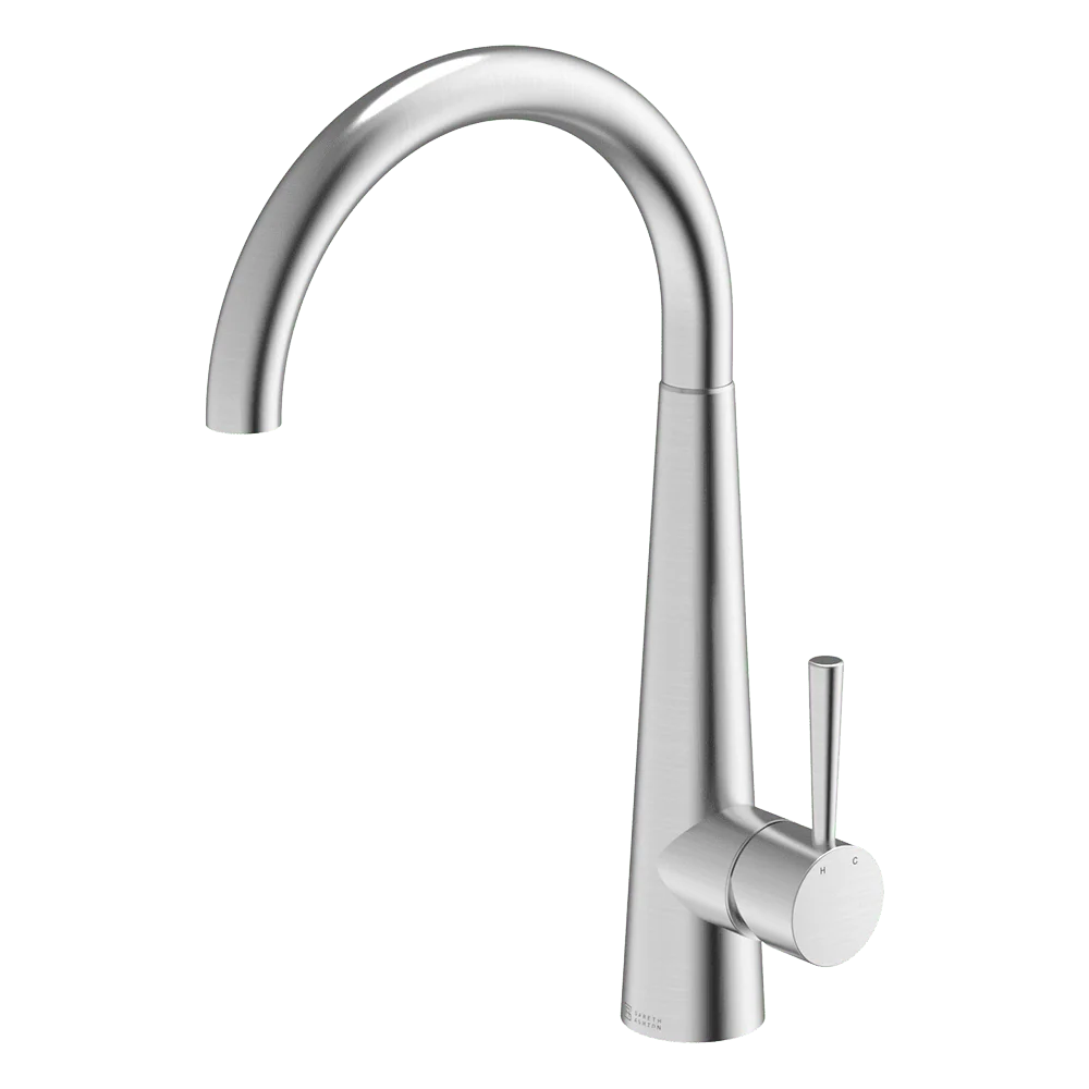Abey 304 Gooseneck Bar Sink Mixer Brushed Steel