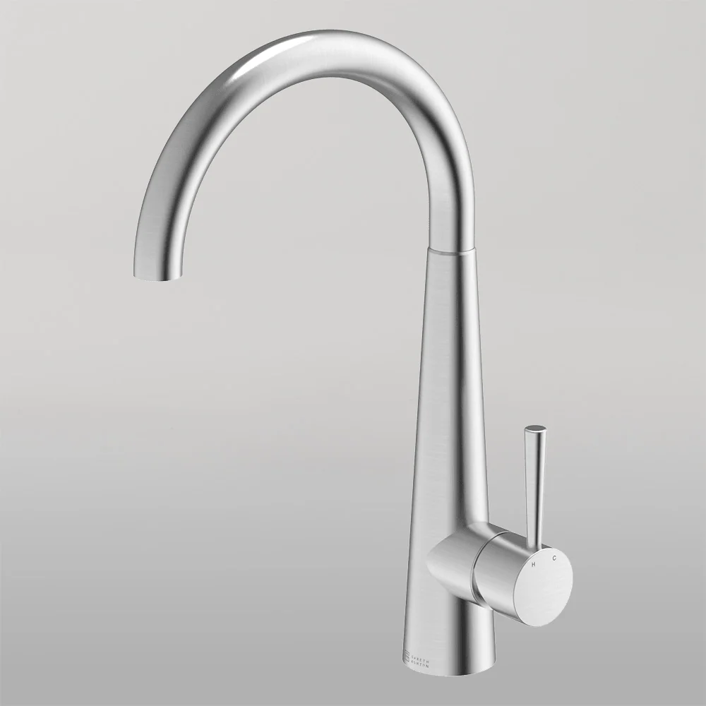 Abey 304 Gooseneck Bar Sink Mixer Brushed Steel - Image 2