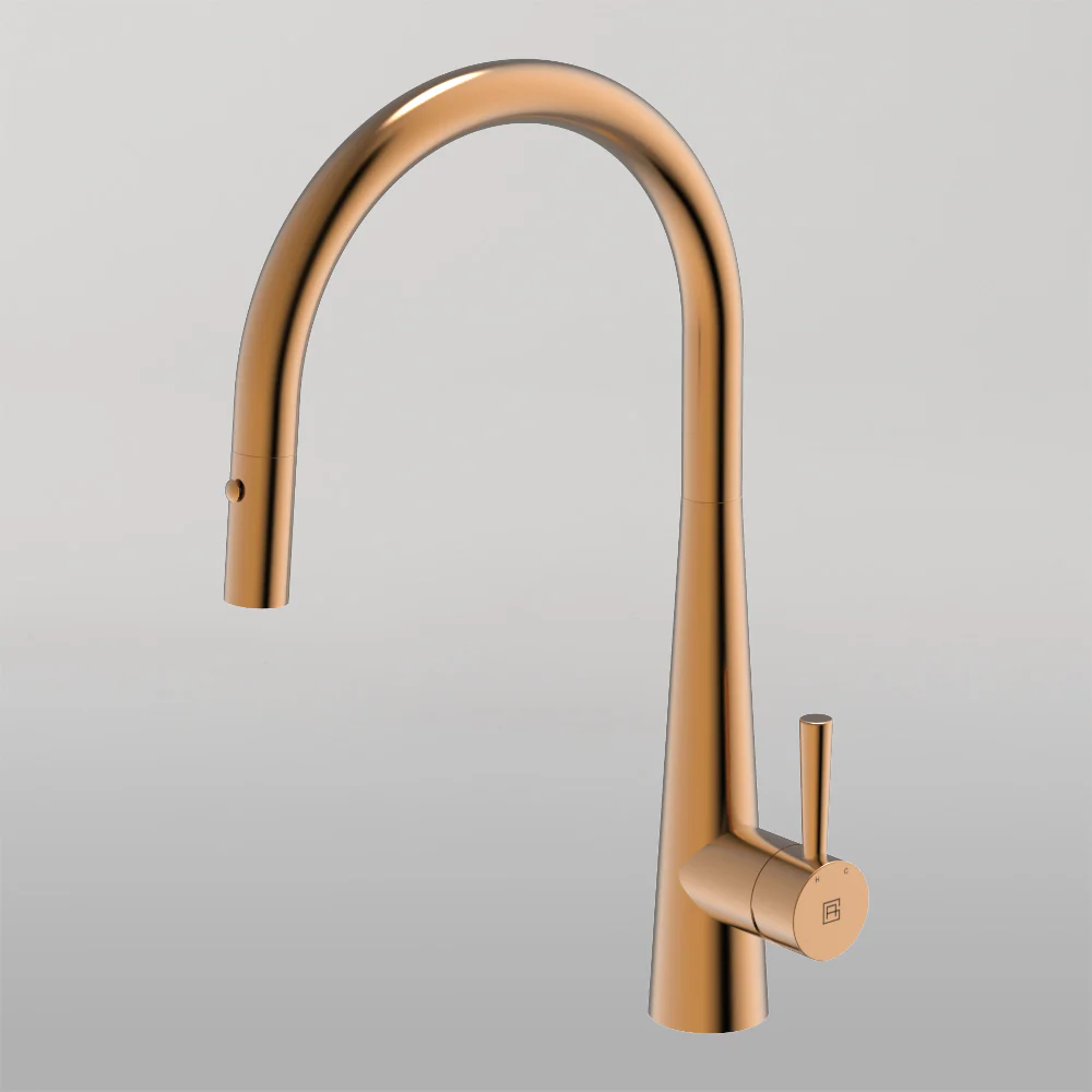 Abey 304 Gooseneck Pull Out With Dual Spray Function Kitchen Mixer Artisan Copper - Image 2