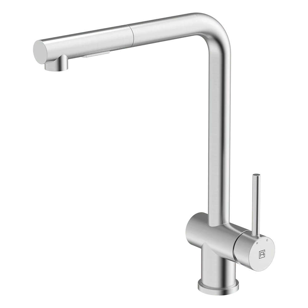 Abey 304 Square Neck With Dual Spray Pull Out Kitchen Mixer Brushed Stainless - Image 3