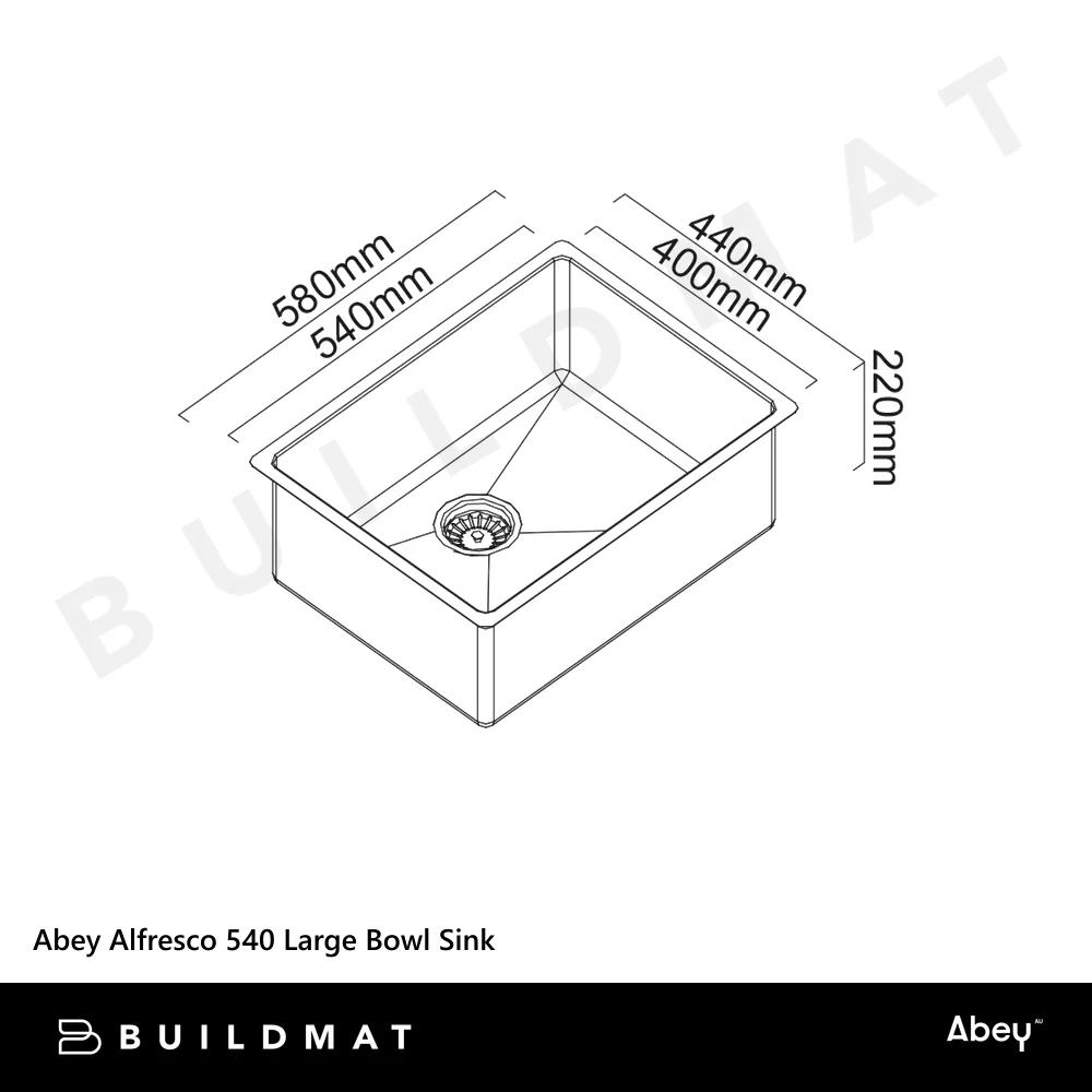 Abey Alfresco 540 Large Bowl Sink Stainless Steel - Image 4