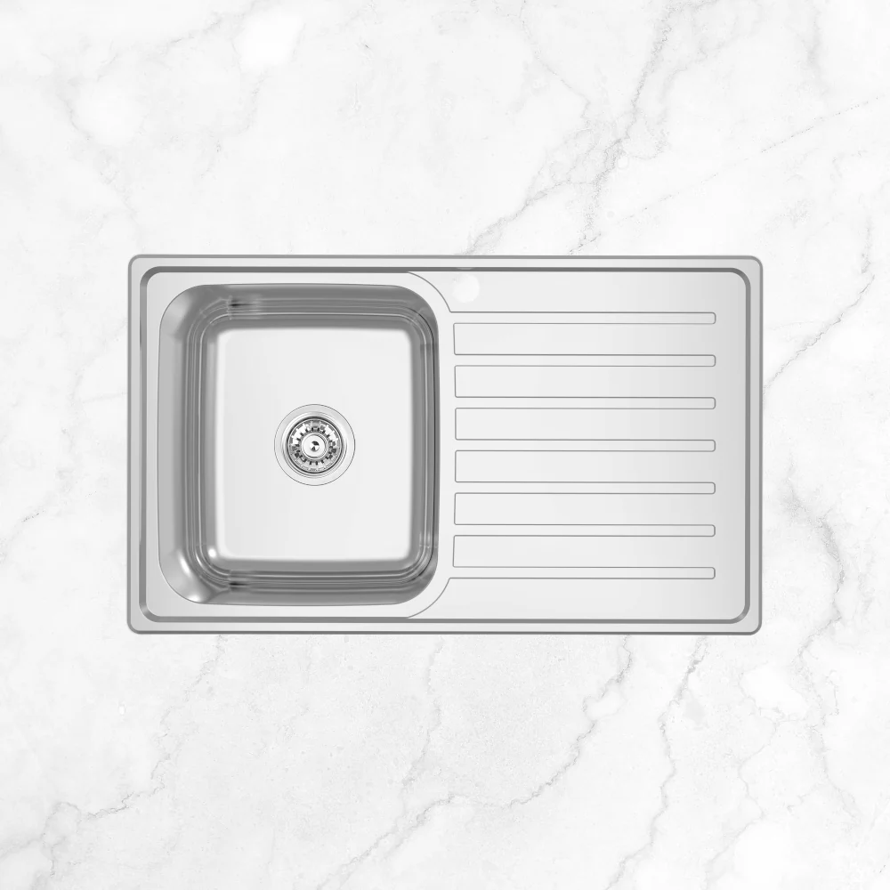 Abey EC Single Left Hand Bowl with Right Drainboard Stainless Steel - Image 2