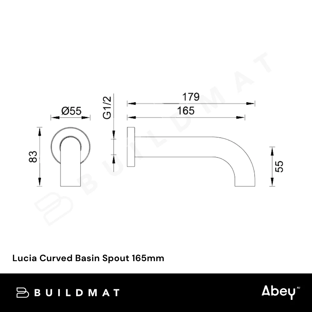 Abey Lucia Curved Basin Spout 165mm Chrome - Image 4