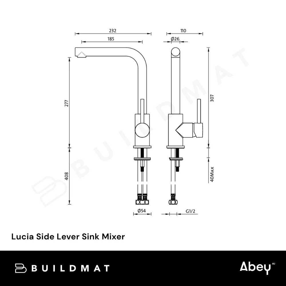 Abey Lucia Side Lever Sink Mixer Chrome Lead Free - Image 4