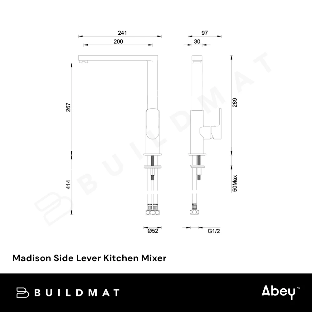 Abey Madison Side Lever Kitchen Mixer Chrome - Image 4