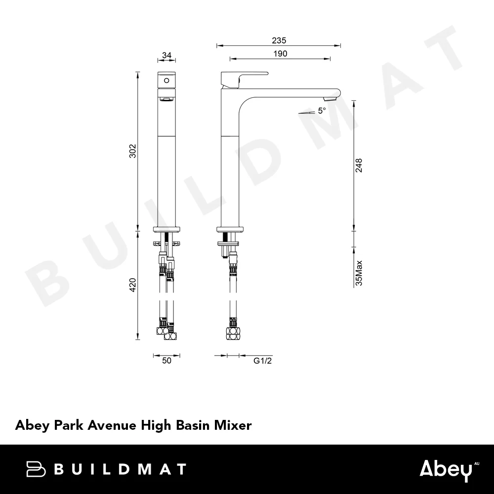 Abey Park Avenue High Basin Mixer Black - Image 4