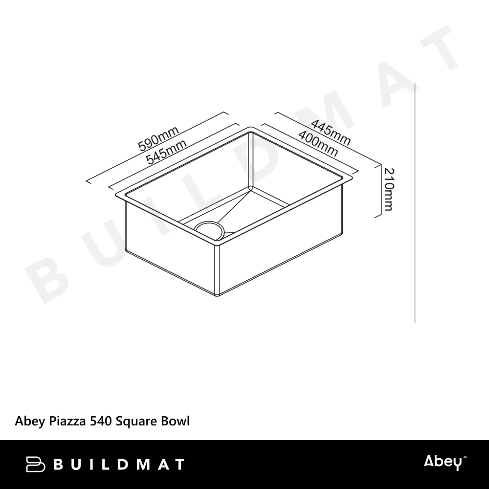 Abey Piazza 540 Square Bowl Stainless Steel - Image 4