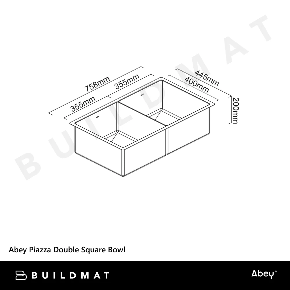 Abey Piazza Double Square Bowl Black Pearl - Image 4