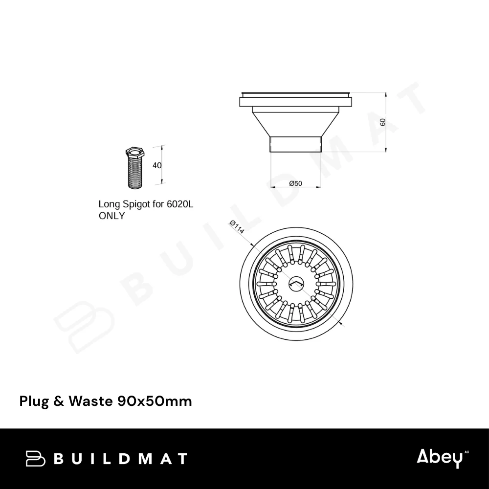 Abey Plug & Waste 90x50mm Black Pearl - Image 4