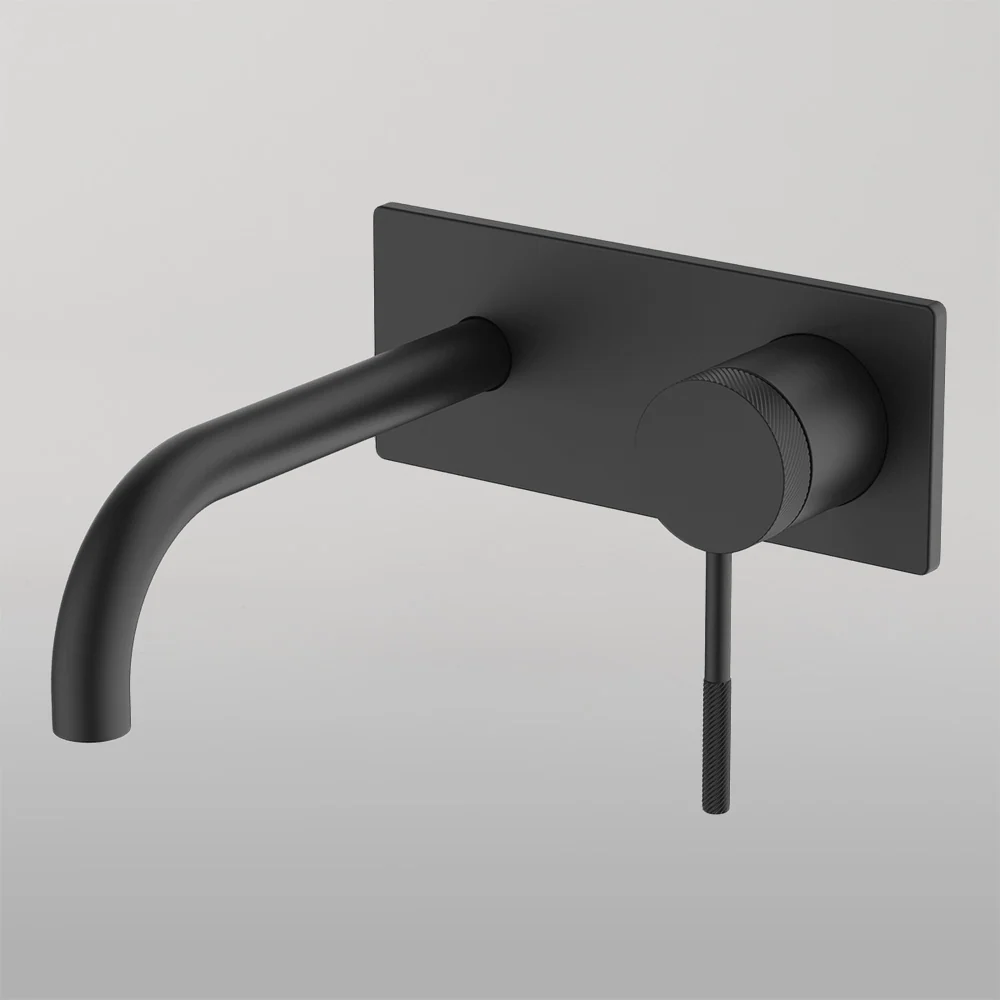 Abey Poco Knurled Wall Basin Set 165mm Black - Image 2