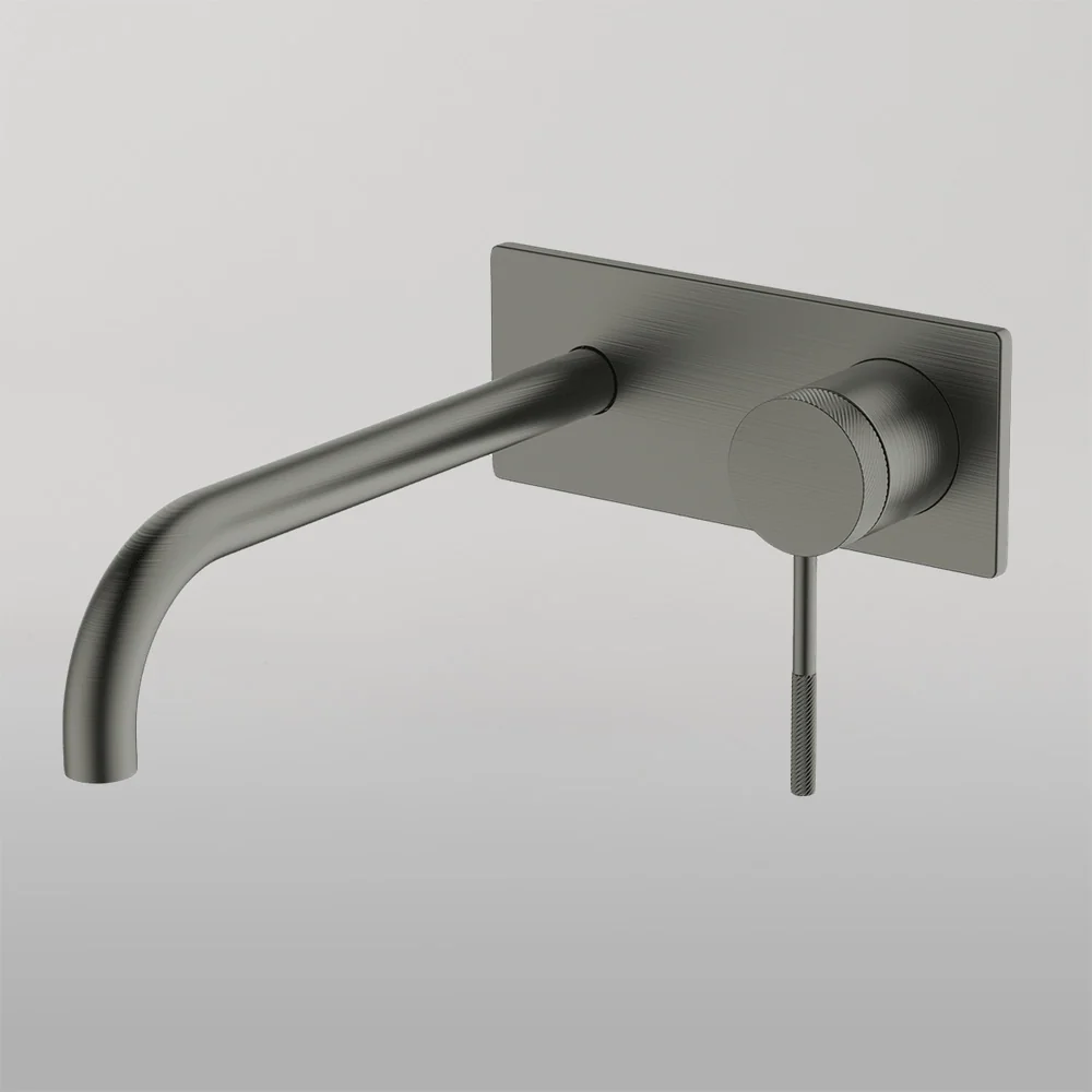 Abey Poco Knurled Wall Basin Set 220mm Gunmetal - Image 2