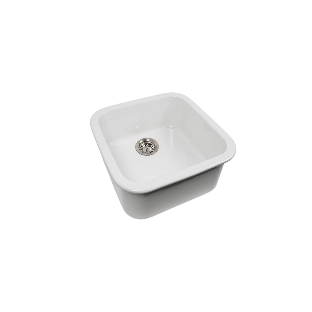 Alma Abigail 483x483 Gloss White Fireclay Single Bowl Sink - Image 3