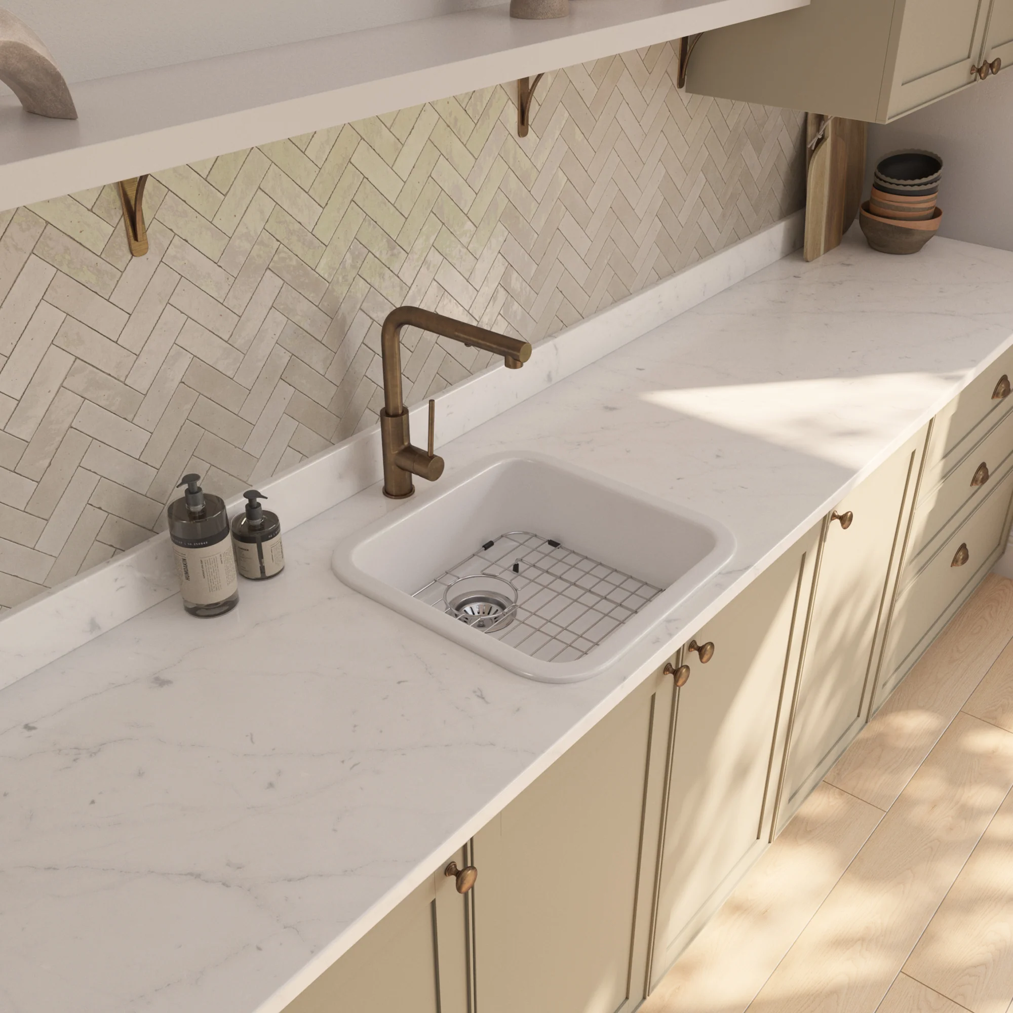 Alma Abigail 483x483 Gloss White Fireclay Single Bowl Sink - Image 4