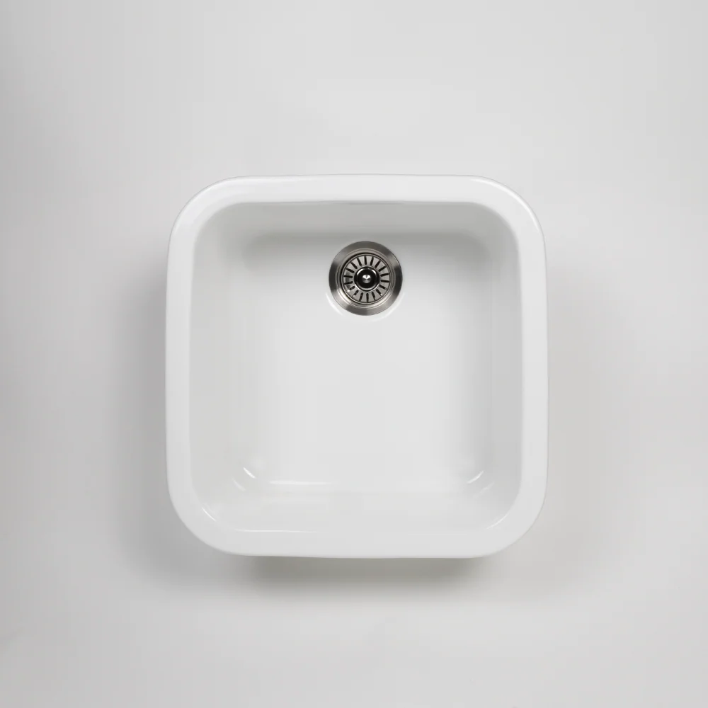 Alma Abigail 483x483 Gloss White Fireclay Single Bowl Sink - Image 5