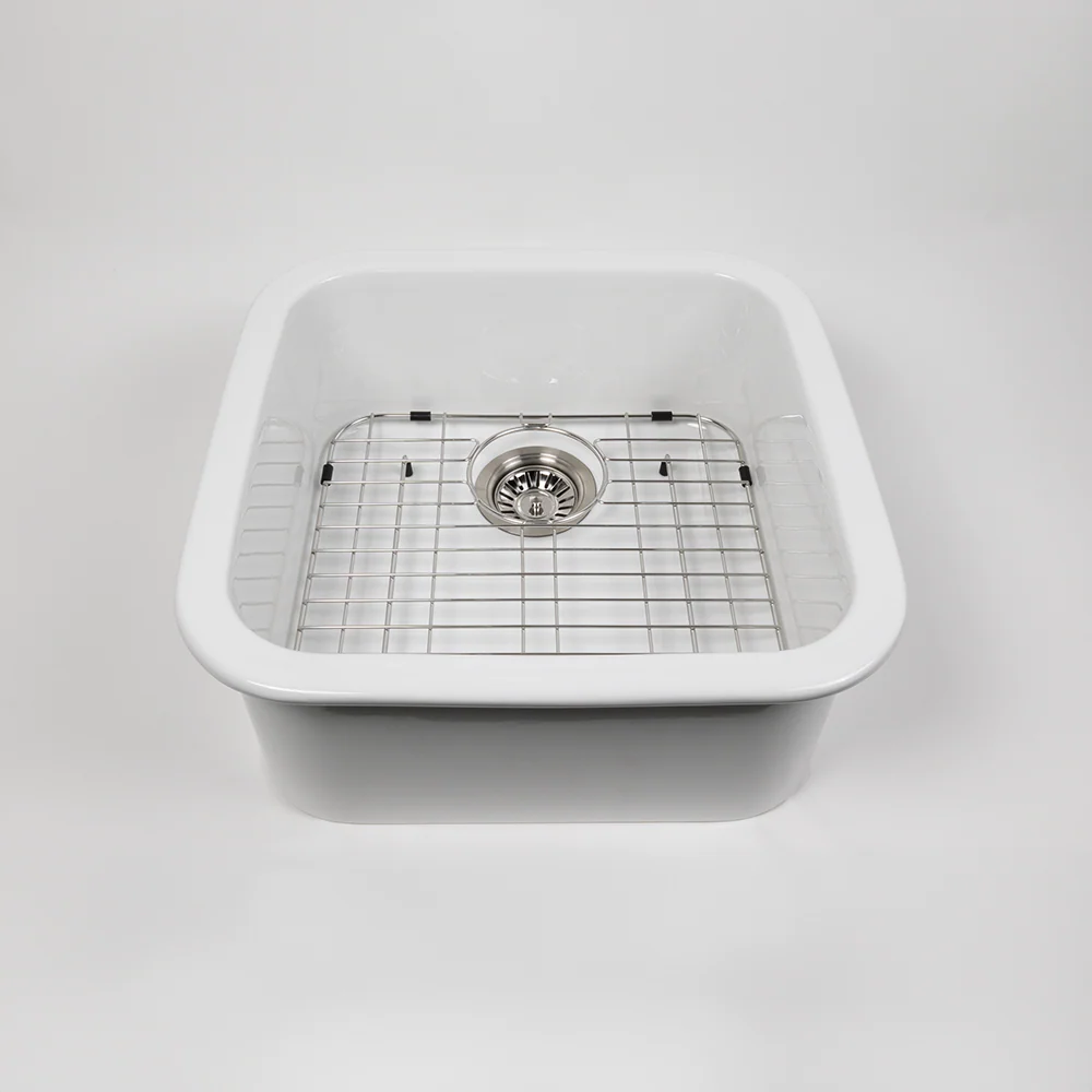 Alma Abigail 483x483 Gloss White Fireclay Single Bowl Sink - Image 6