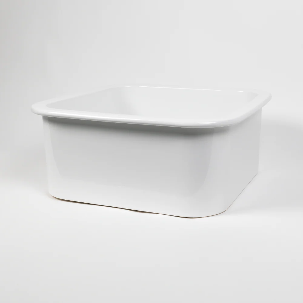 Alma Abigail 483x483 Gloss White Fireclay Single Bowl Sink - Image 7