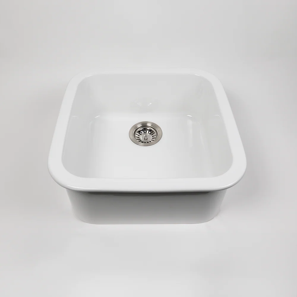 Alma Abigail 483x483 Gloss White Fireclay Single Bowl Sink - Image 8
