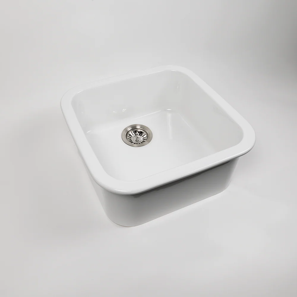 Alma Abigail 483x483 Gloss White Fireclay Single Bowl Sink - Image 9