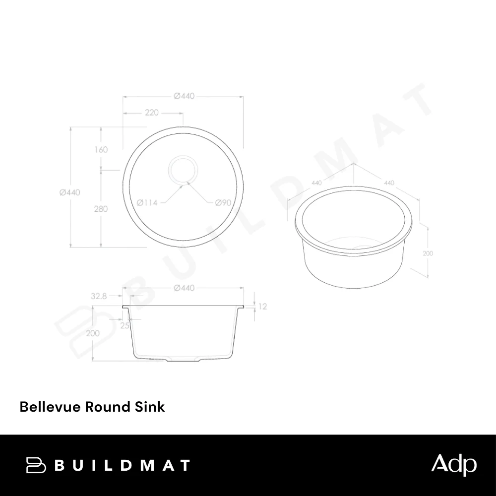 ADP Bellevue Round Sink Matte White - Image 4