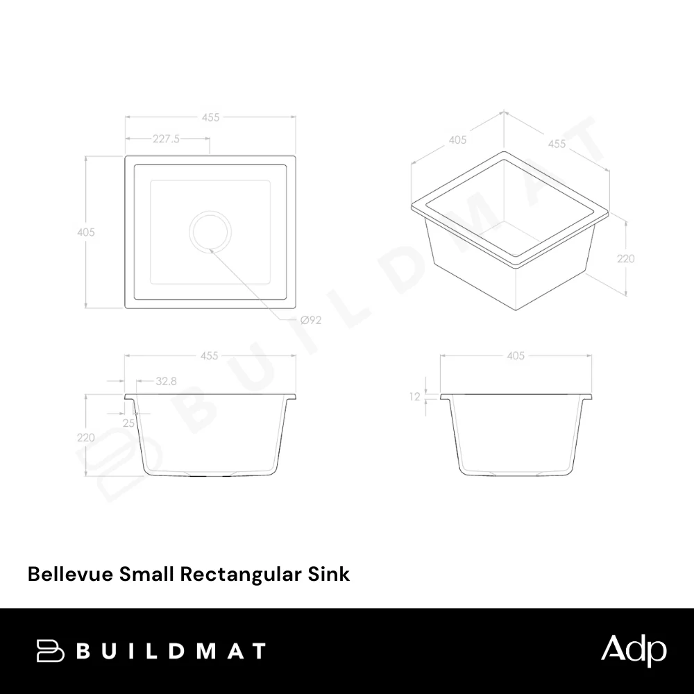 ADP Bellevue Small Rectangular Sink Matte White - Image 5