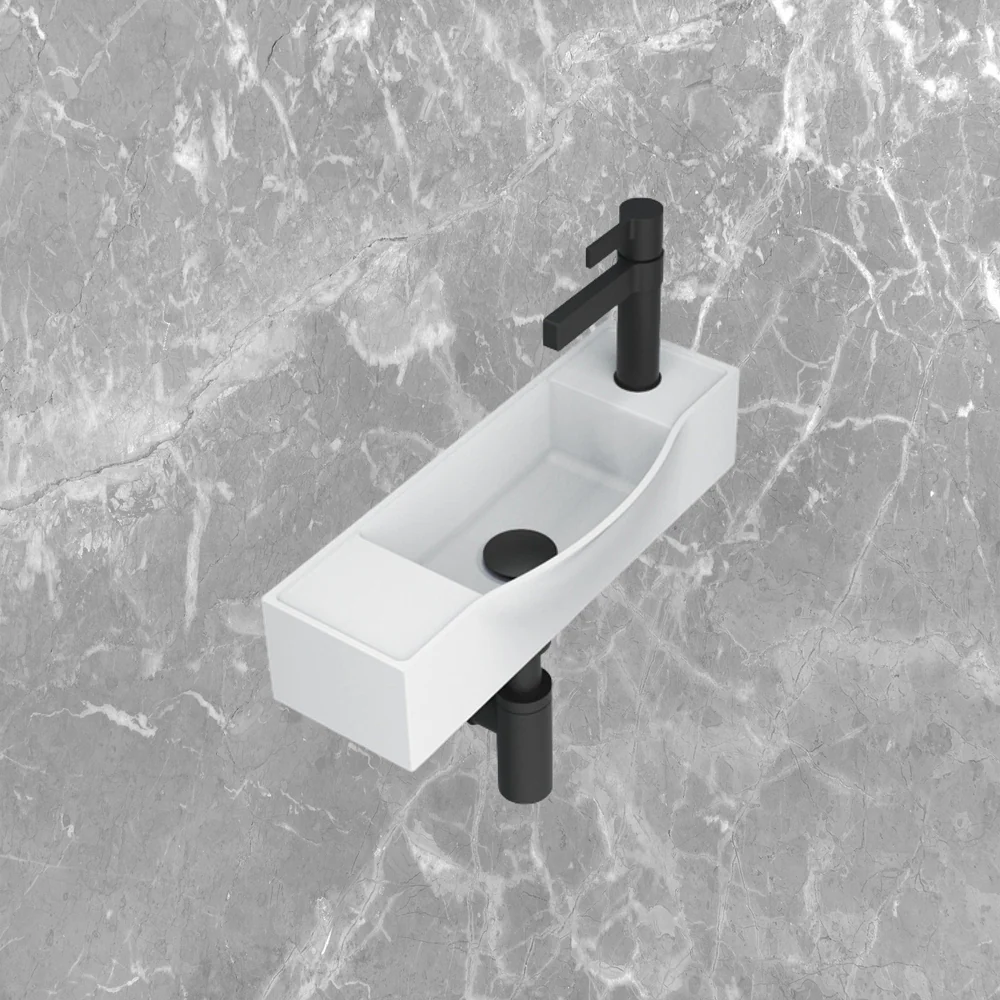 ADP Halo Wall Basin Gloss White Right Tap Hole - Image 2