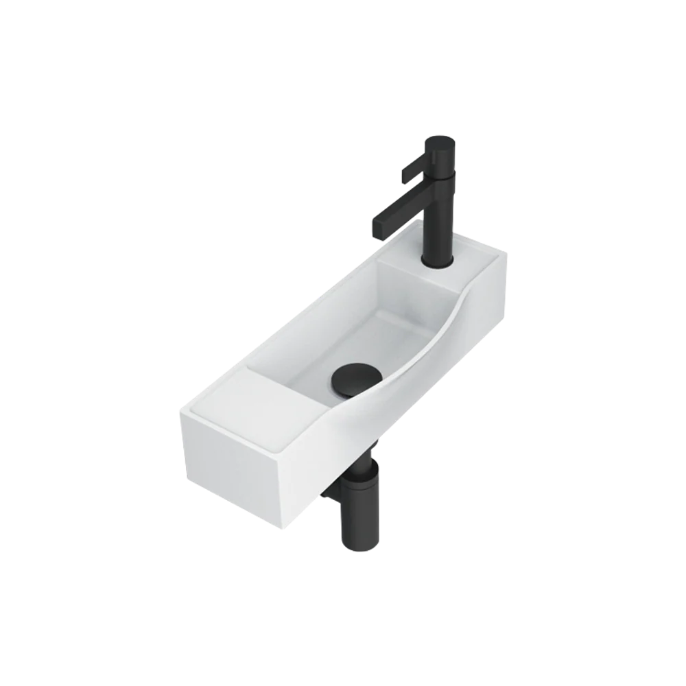 ADP Halo Wall Basin Gloss White Right Tap Hole - Image 3