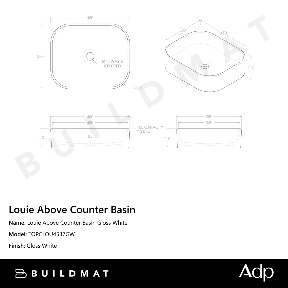 ADP Louie Above Counter Basin Gloss White - Image 4