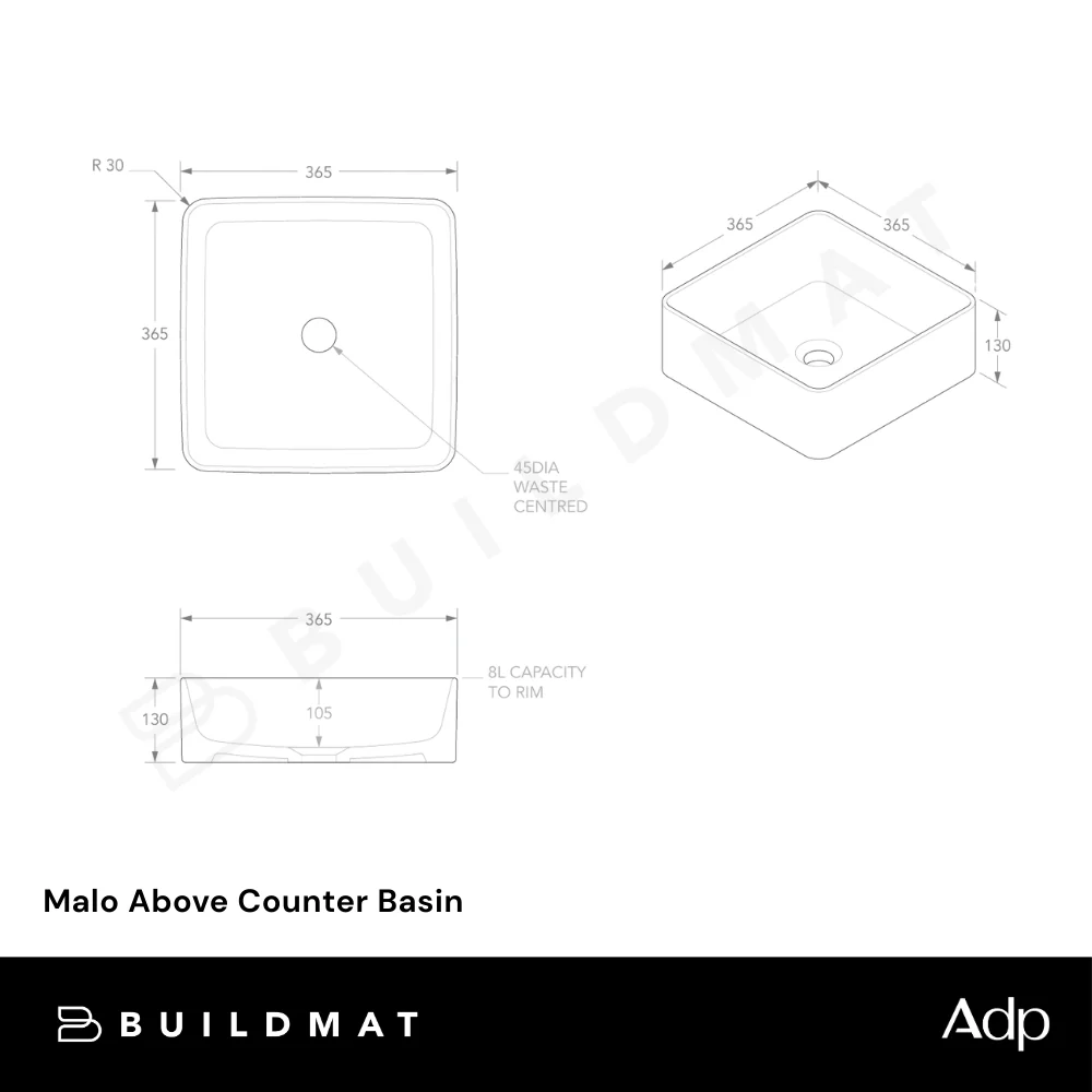 ADP Malo Above Counter Basin Gloss White - Image 4