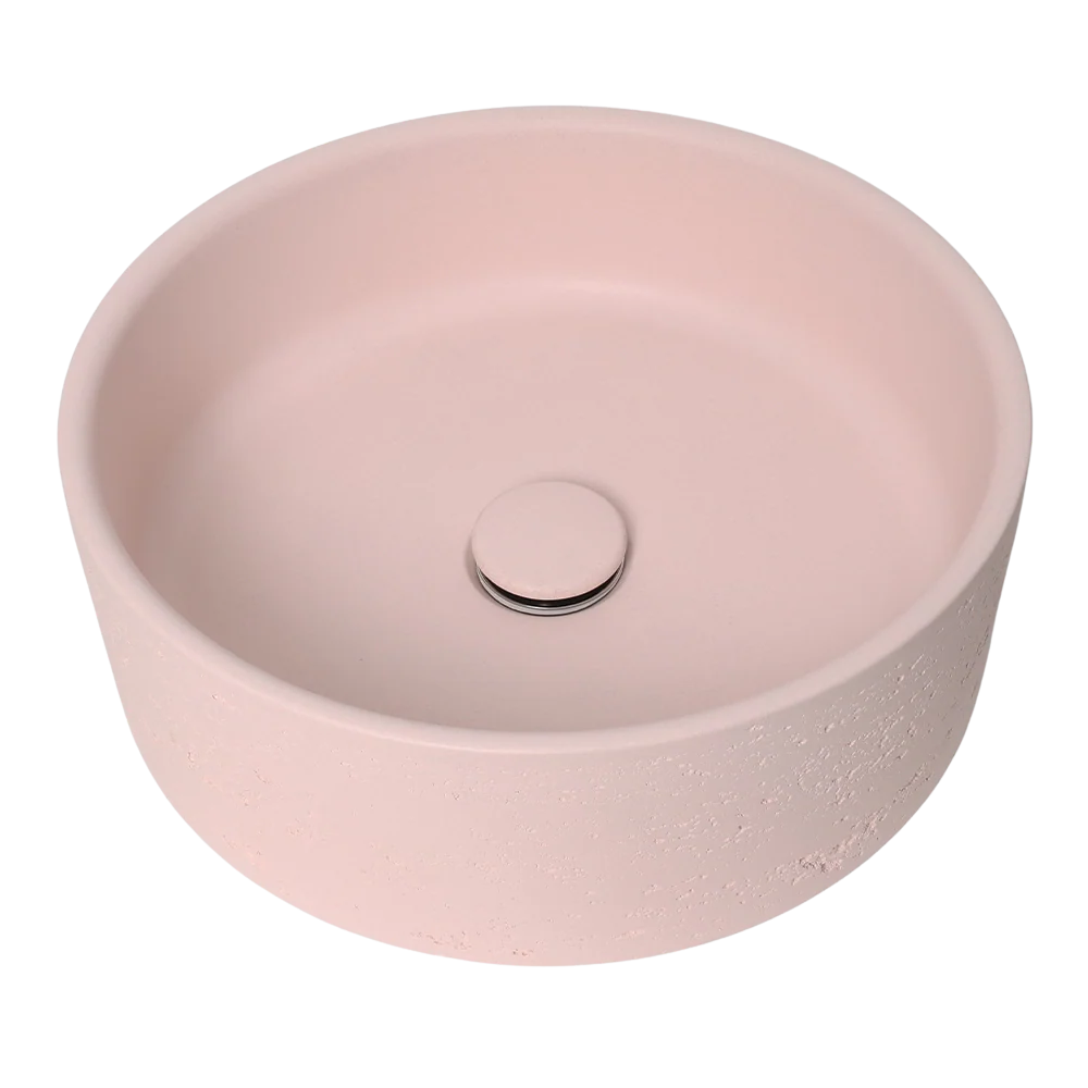 Alma Amos Circle Rustic Concrete Basin Champagne Pink - Image 6