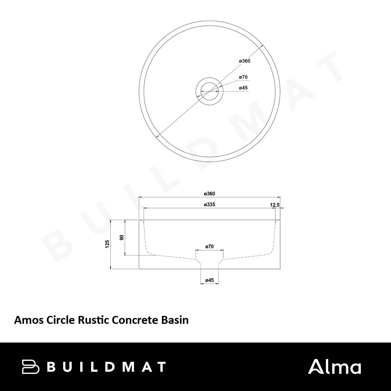 Alma Amos Circle Rustic Concrete Basin Forest Green - Image 8