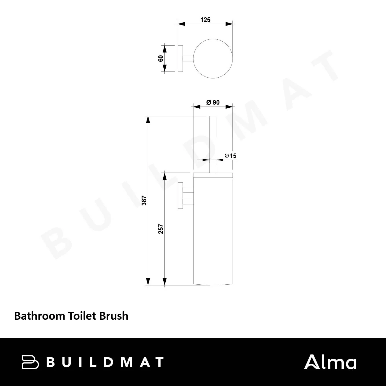 Alma Bathroom Gunmetal Toilet Brush - Image 5