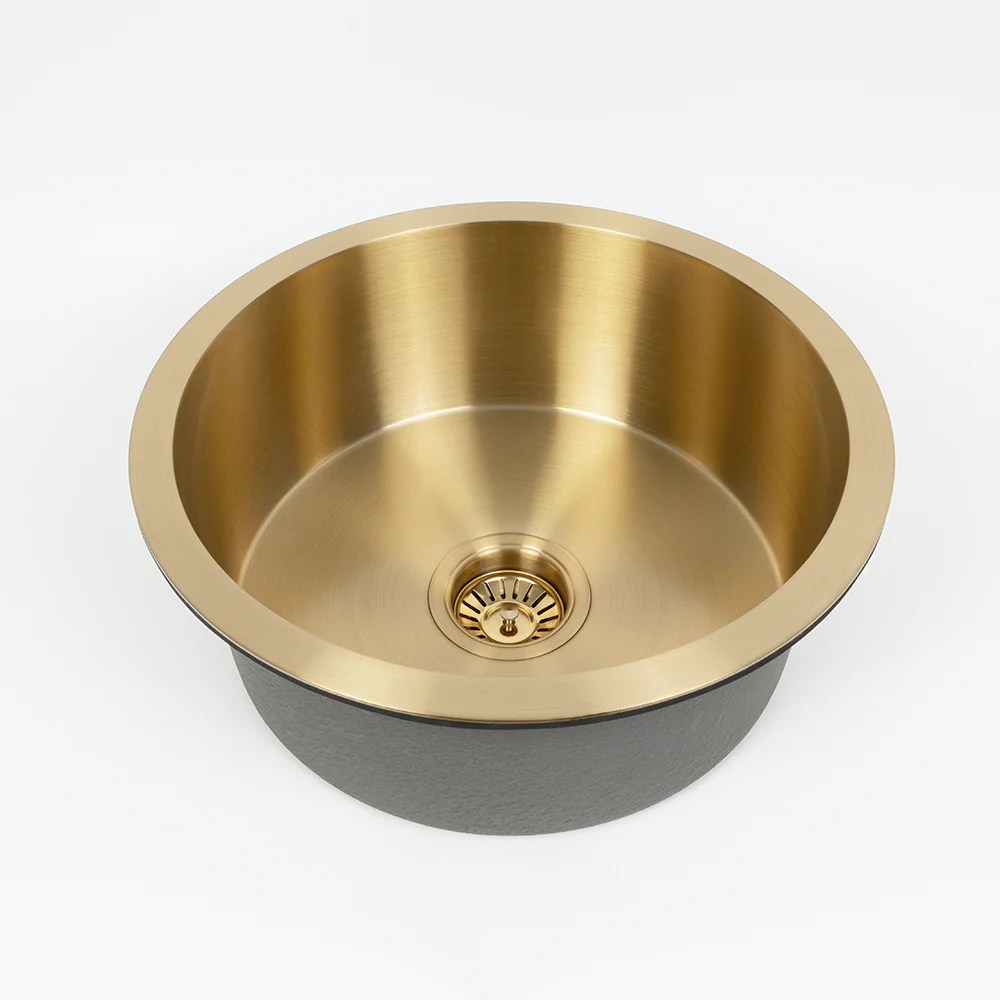 Alma Brushed Brass Gold Divya MKII 450 Round Sink - Image 4
