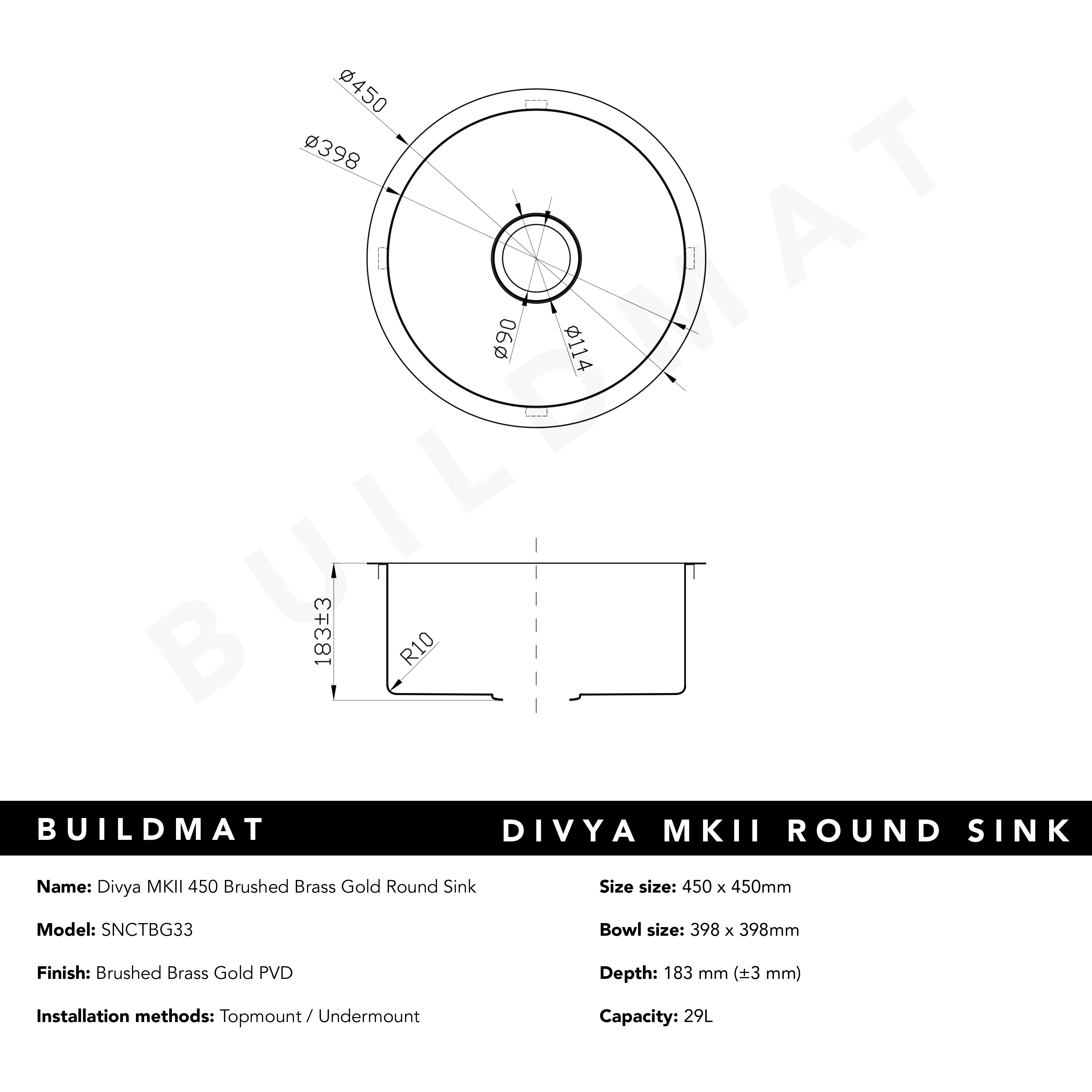 Alma Brushed Brass Gold Divya MKII 450 Round Sink - Image 5