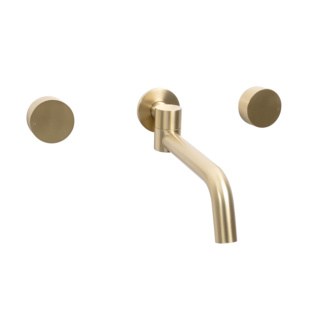Alma Brushed Brass Gold Simple Circle Handles and Swivel Wall Spout Set - Image 3