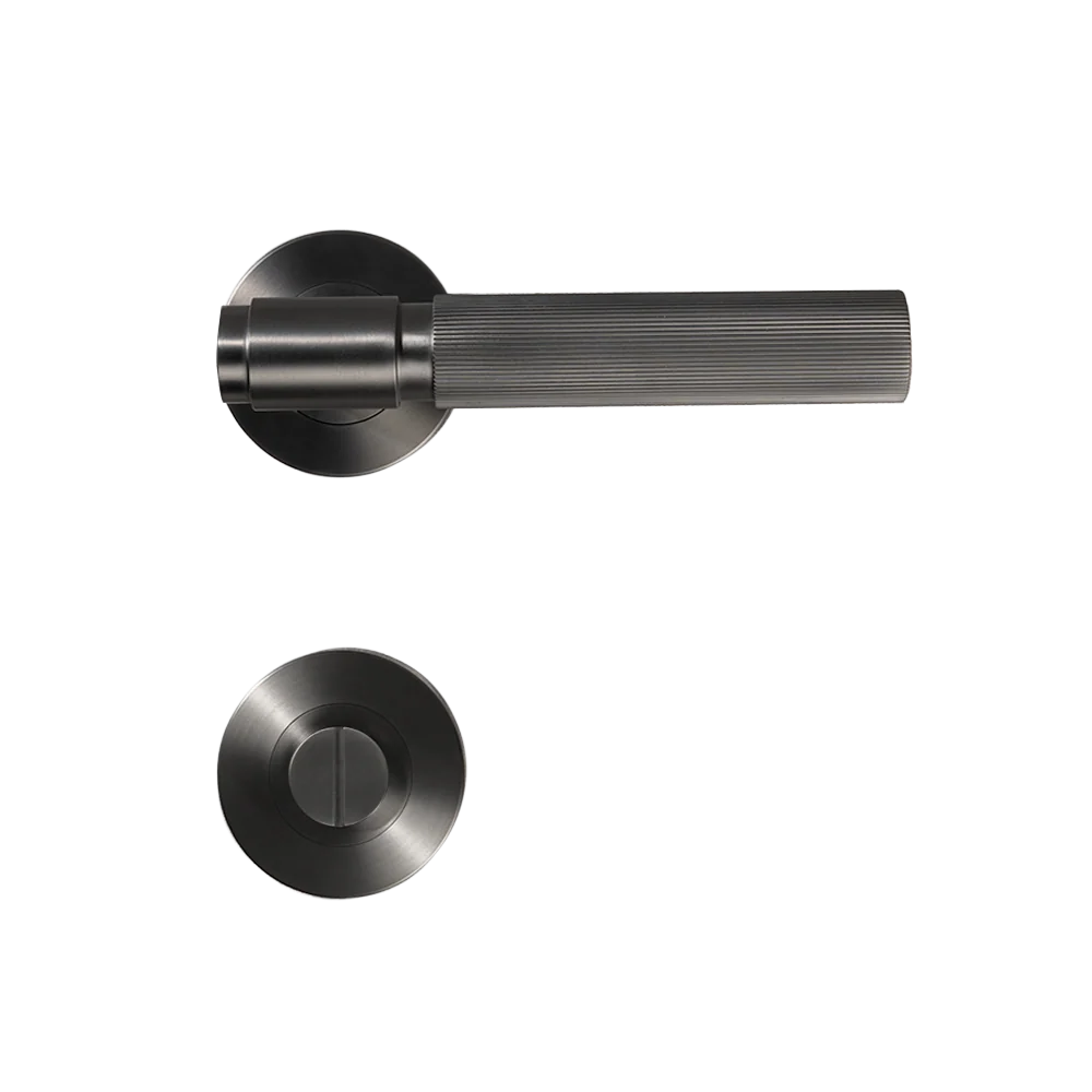 Alma Brushed Gunmetal Linear Door Handle with Linear Lock Set