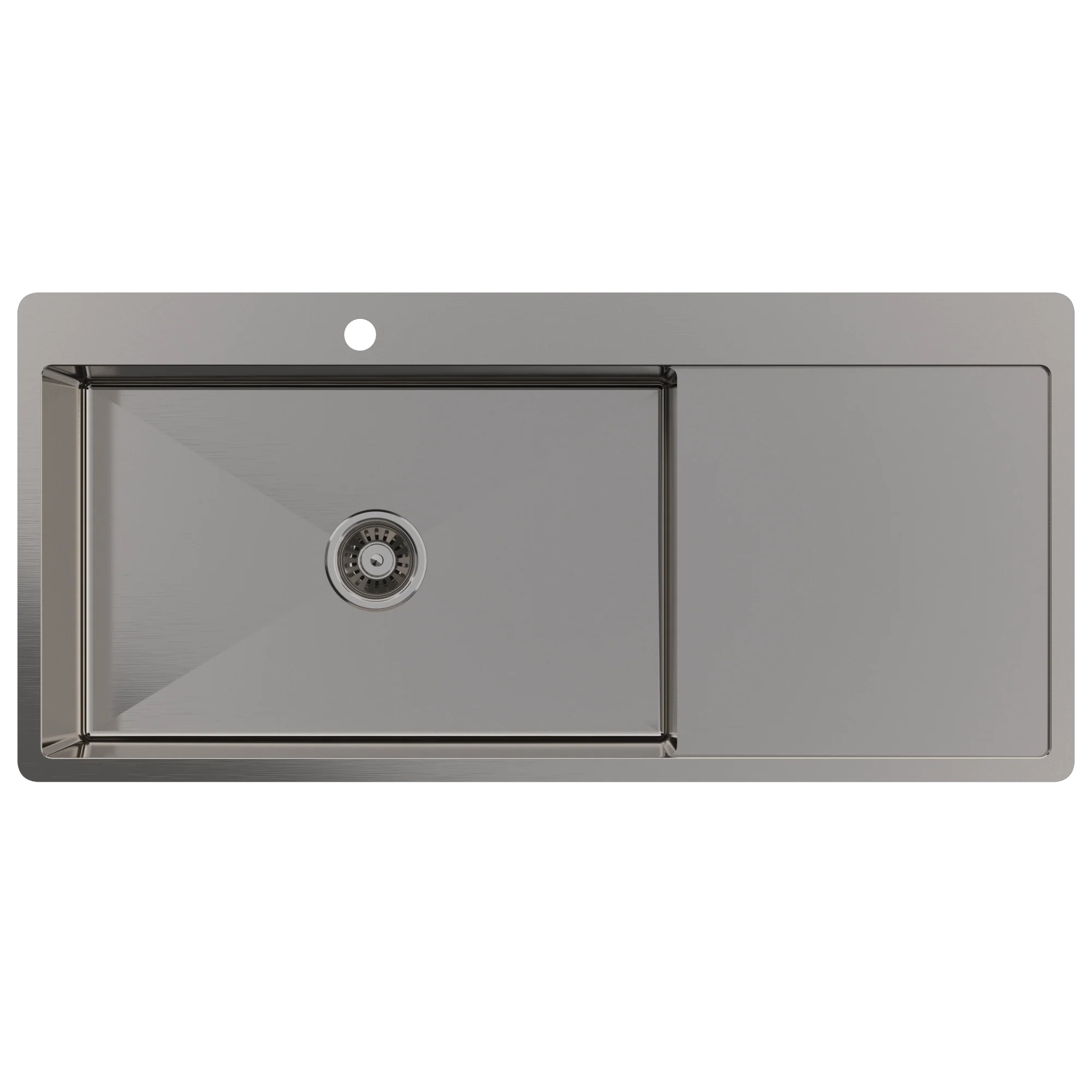 Alma Brushed Gunmetal Iver 1080x500 Single Bowl Tap Landing with Right Drain Board Sink - Image 3