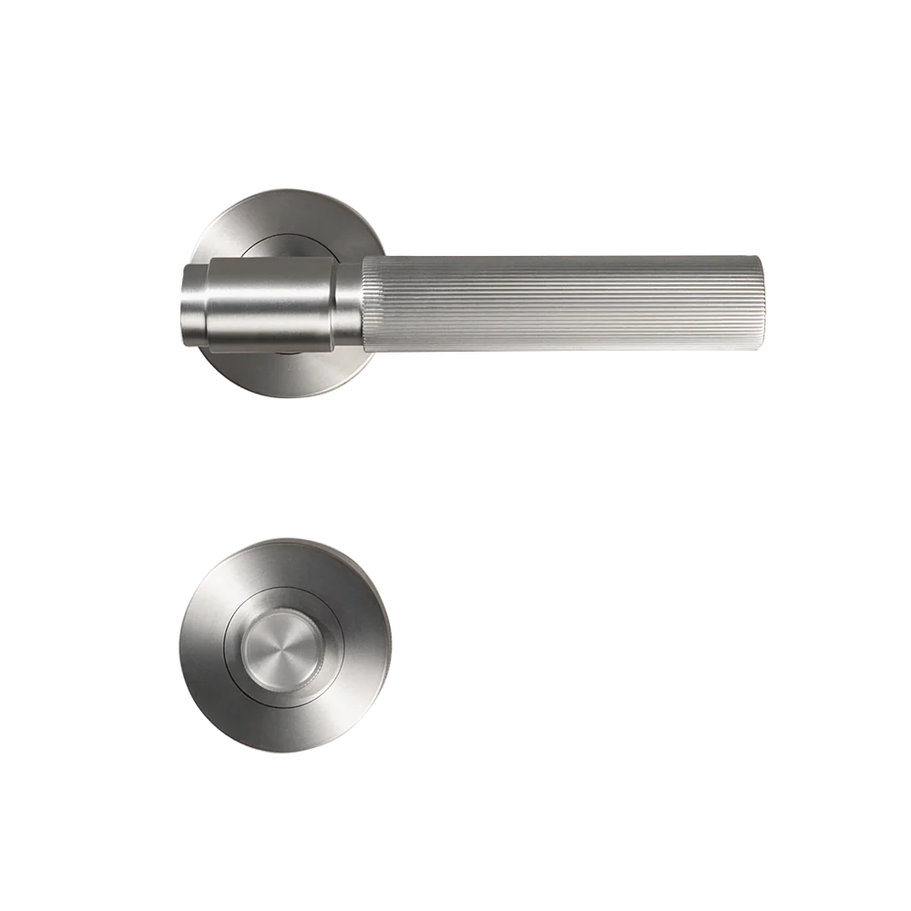 Alma Brushed Nickel Linear Door Handle with Linear Lock Set - Image 3