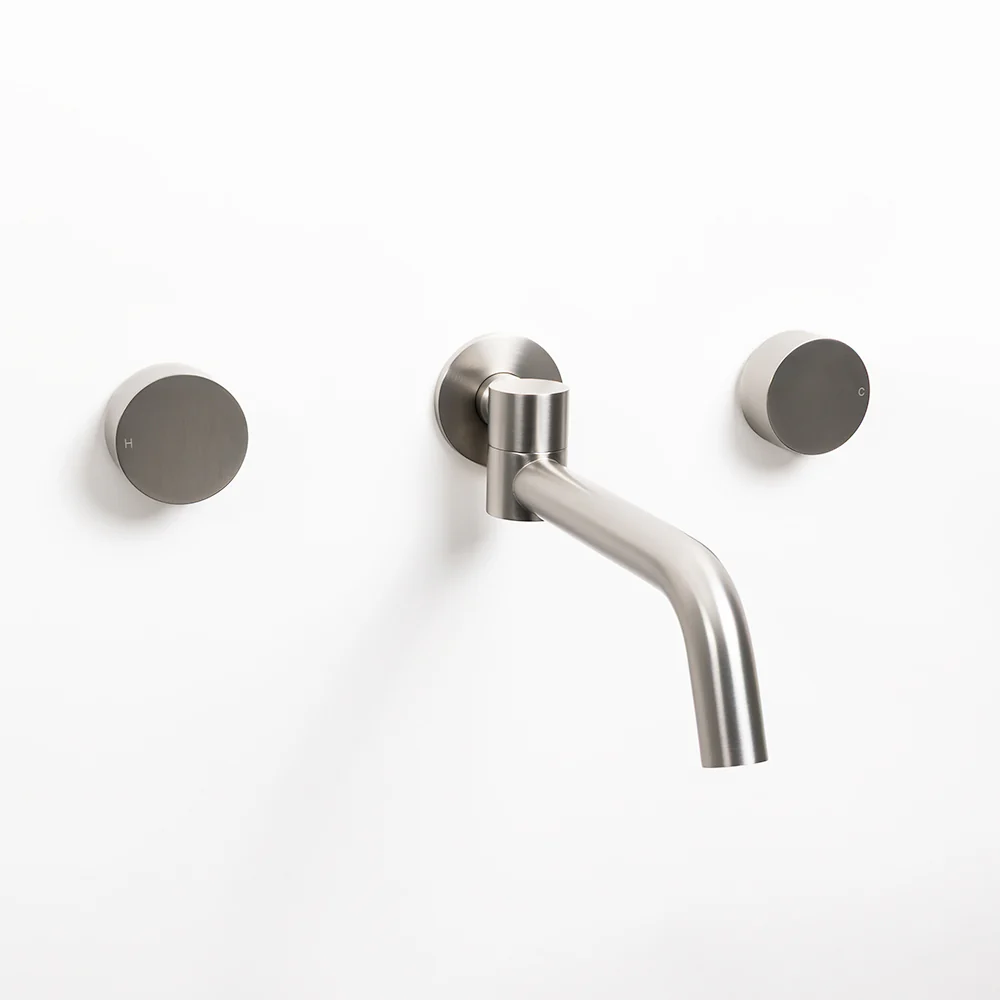Alma Brushed Nickel Simple Circle Handles and Swivel Wall Spout Set - Image 5