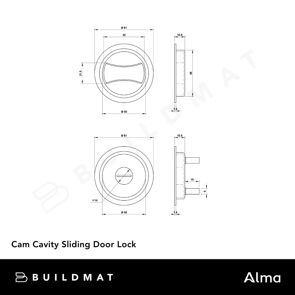 Alma Cam Cavity Sliding Door Lock Brushed Nickel - Image 7