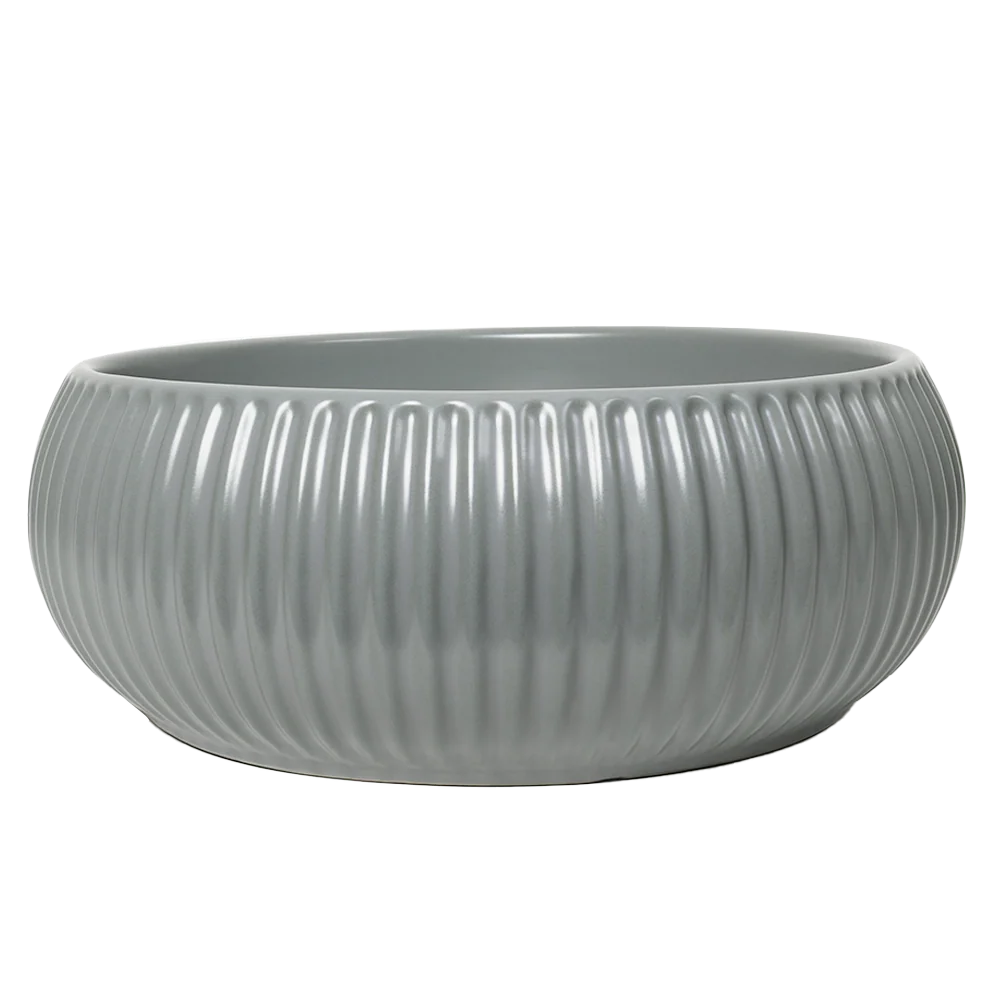 Alma Freya Matte Grey Fluted Ceramic Basin