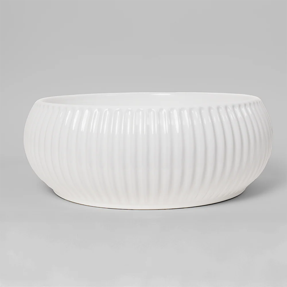 Alma Freya Gloss White Fluted Ceramic Basin - Image 5